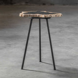 Mircea Black/Woodtone Petrified Wood Accent Table - Ornate Home