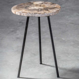 Mircea Black/Woodtone Petrified Wood Accent Table - Ornate Home