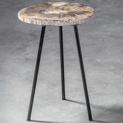 Mircea Black/Woodtone Petrified Wood Accent Table - Ornate Home