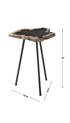 Mircea Black/Woodtone Petrified Wood Accent Table - Ornate Home