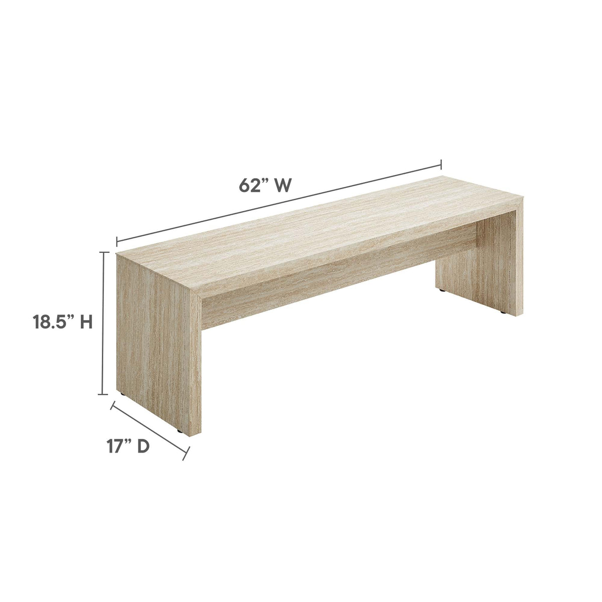 Mirella 62" Faux Travertine Long Bench - Ornate Home