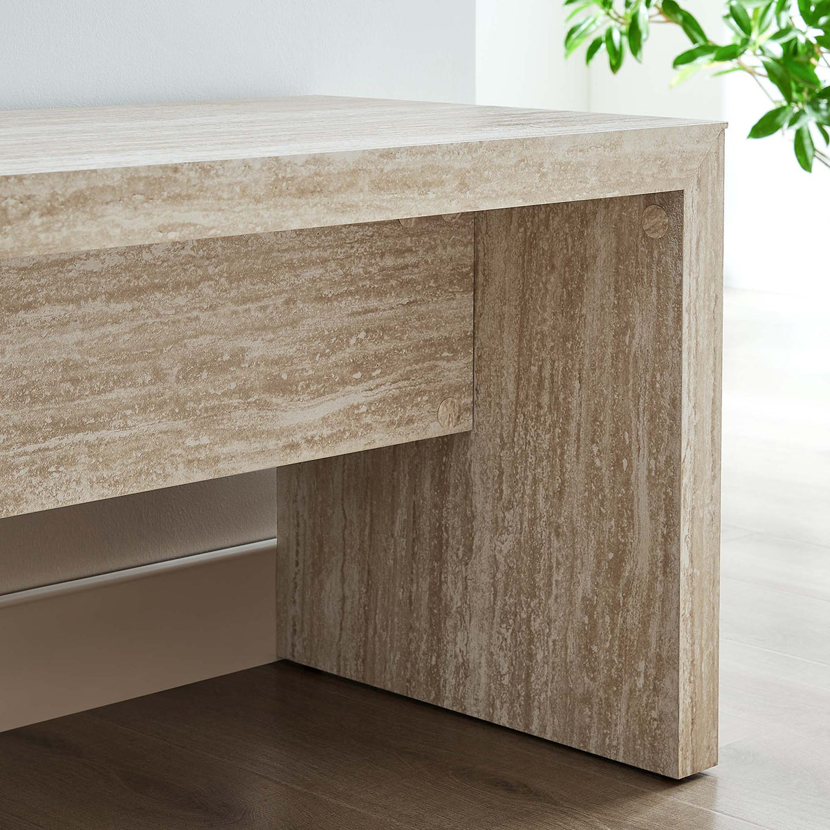 Mirella 62" Faux Travertine Long Bench - Ornate Home