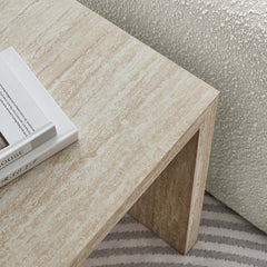 Mirella Faux Travertine Side Table - Ornate Home