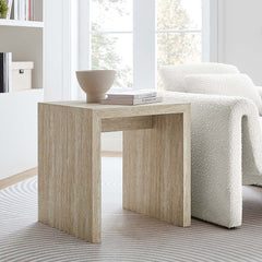 Mirella Faux Travertine Side Table - Ornate Home