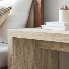 Mirella Faux Travertine Side Table - Ornate Home