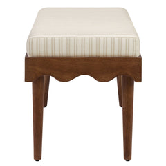 Mirette Oatmeal Stripe Scalloped Edge Striped Accent Bench - Ornate Home