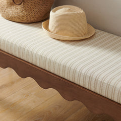 Mirette Oatmeal Stripe Scalloped Edge Striped Accent Bench - Ornate Home