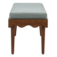 Mirette Spa Blue Stripe Scalloped Edge Striped Accent Bench - Ornate Home