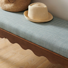 Mirette Spa Blue Stripe Scalloped Edge Striped Accent Bench - Ornate Home