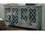 Mirimyn Antique Teal Accent Cabinet w/ 4 Door (Online Special Price) - Ornate Home
