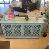 Mirimyn Antique Teal Accent Cabinet w/ 4 Door (Online Special Price) - Ornate Home