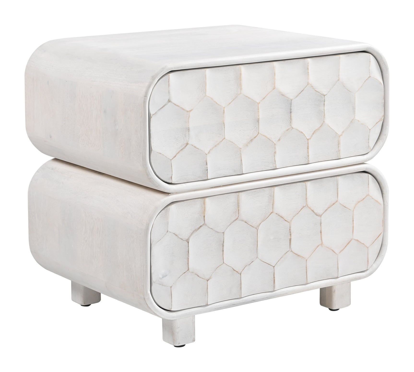 Miro Whitewashed Nightstand - Ornate Home
