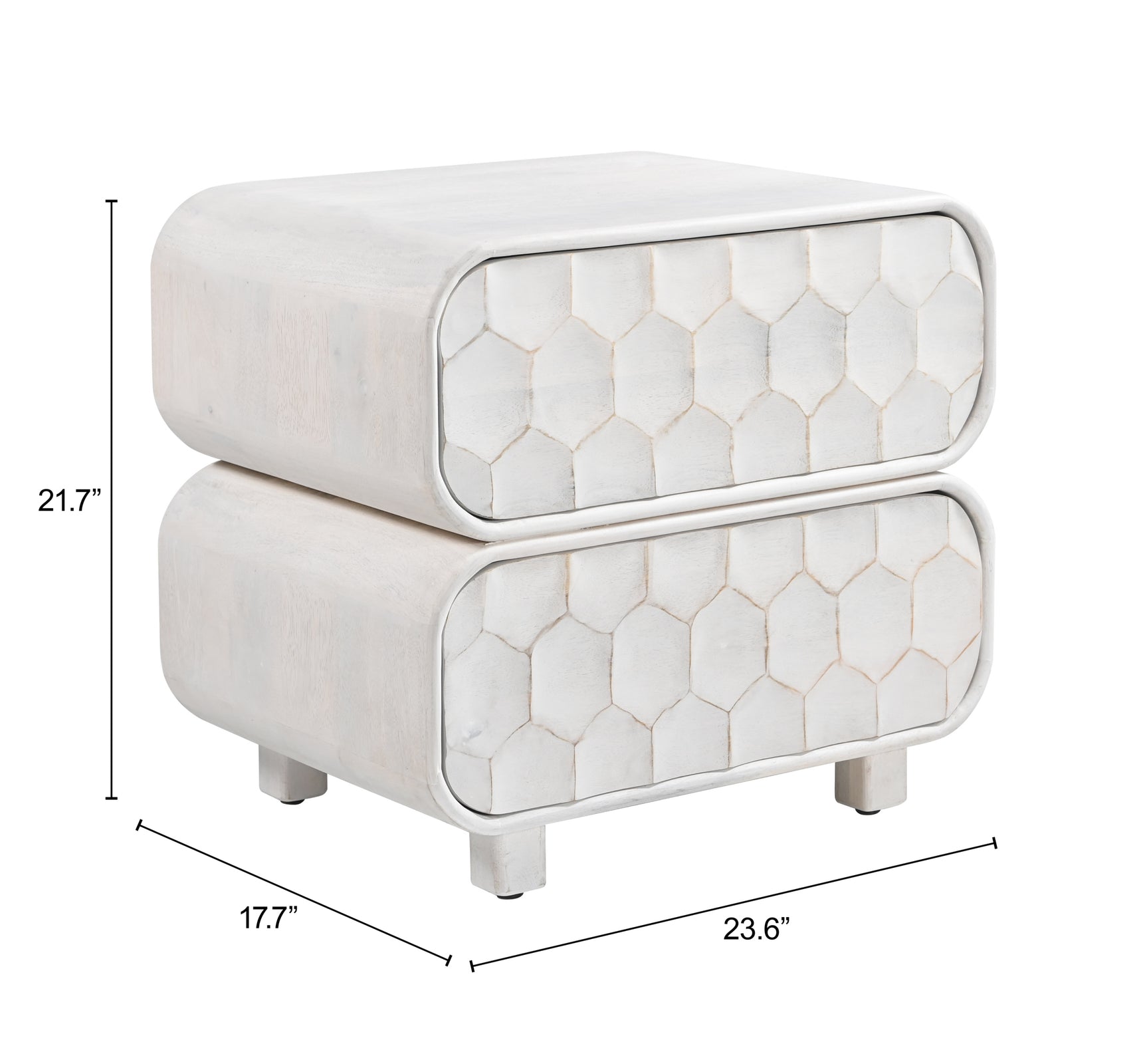 Miro Whitewashed Nightstand - Ornate Home