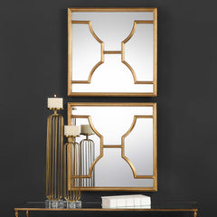 Misa Gold Square Mirrors (Set of 2) - Ornate Home