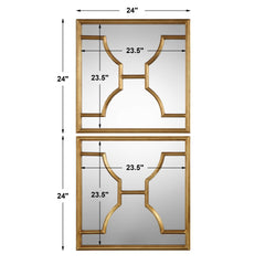 Misa Gold Square Mirrors (Set of 2) - Ornate Home