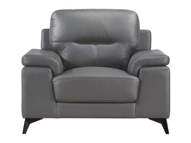 Mischa Dark Gray Leather Armchair - Ornate Home