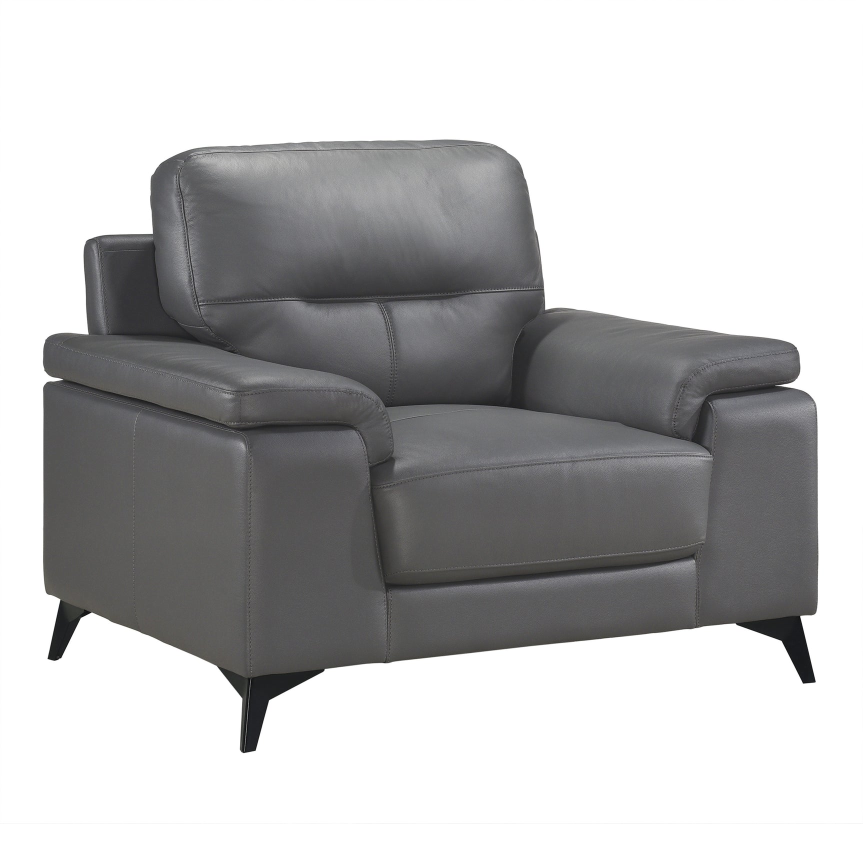 Mischa Dark Gray Leather Armchair - Ornate Home