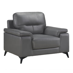 Mischa Dark Gray Leather Armchair - Ornate Home