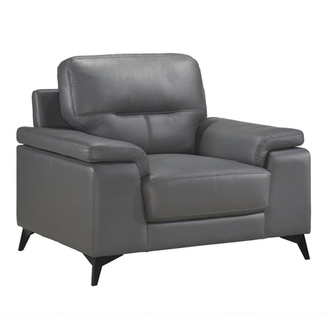 Mischa Dark Gray Leather Armchair - Ornate Home