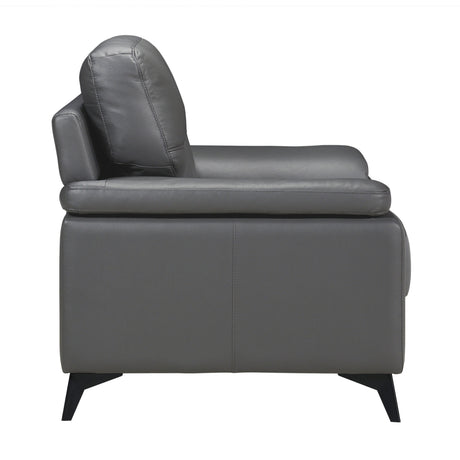 Mischa Dark Gray Leather Armchair - Ornate Home