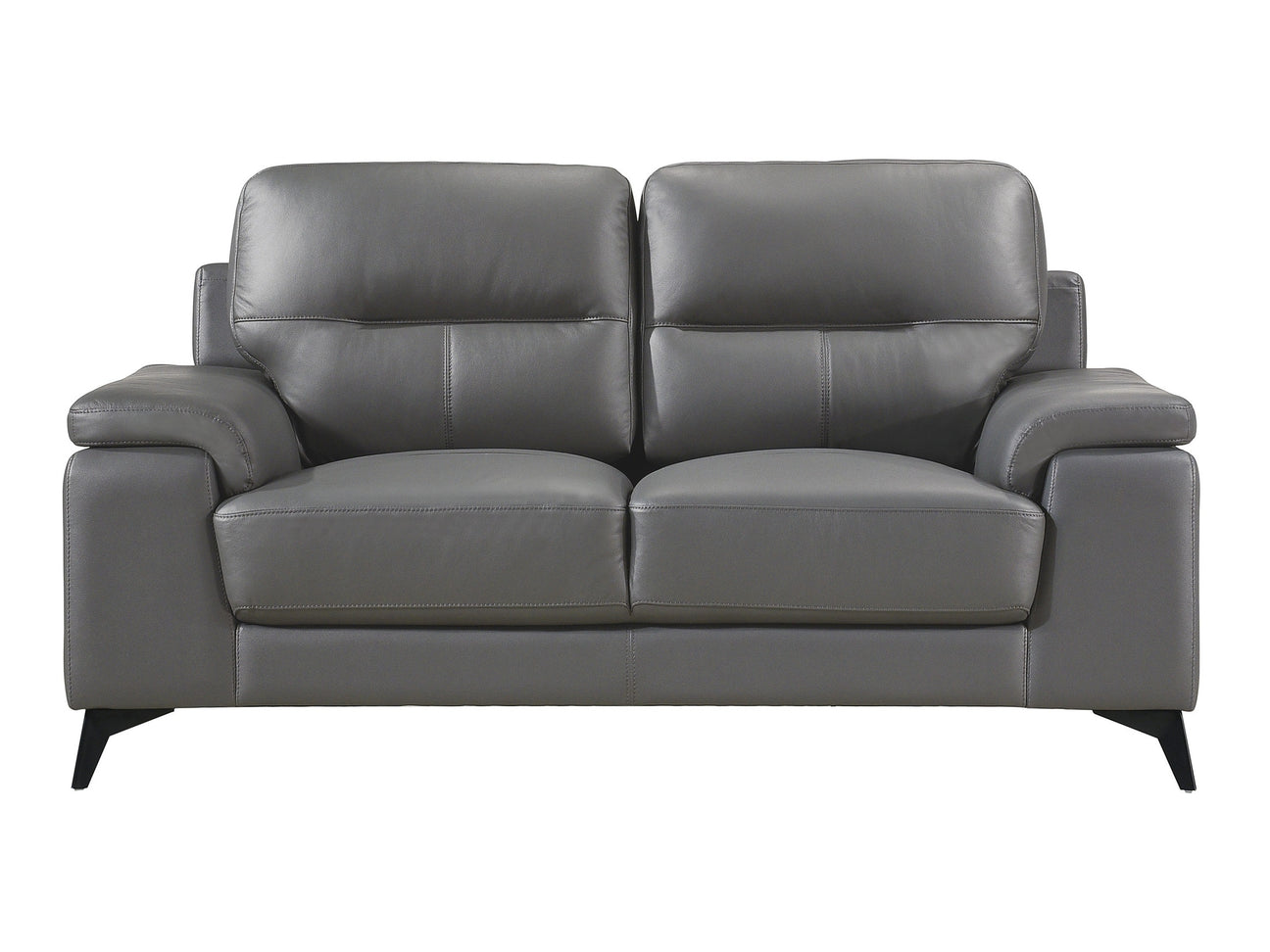 Mischa Dark Gray Leather Loveseat - Ornate Home