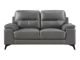 Mischa Dark Gray Leather Loveseat - Ornate Home