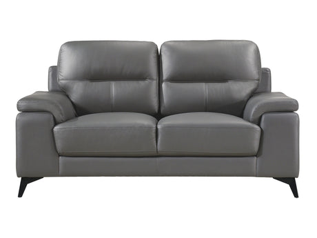 Mischa Dark Gray Leather Loveseat - Ornate Home