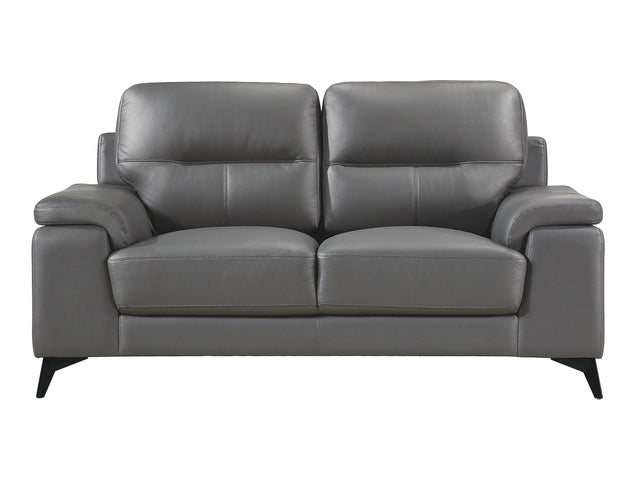 Mischa Dark Gray Leather Loveseat - Ornate Home