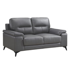 Mischa Dark Gray Leather Loveseat - Ornate Home
