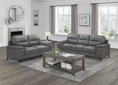Mischa Dark Gray Leather Loveseat - Ornate Home