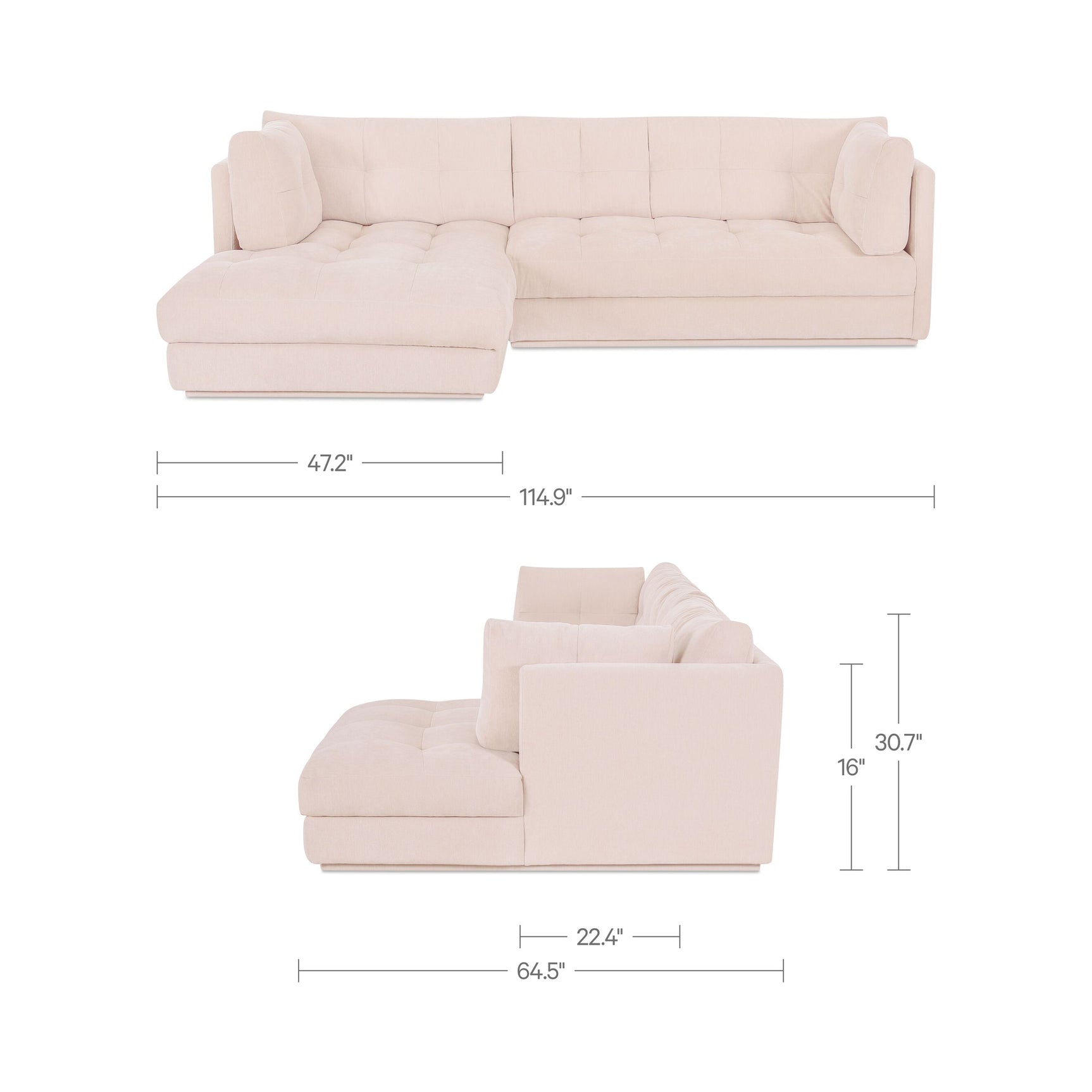 Mischa Light Beige Left Sectional - Ornate Home