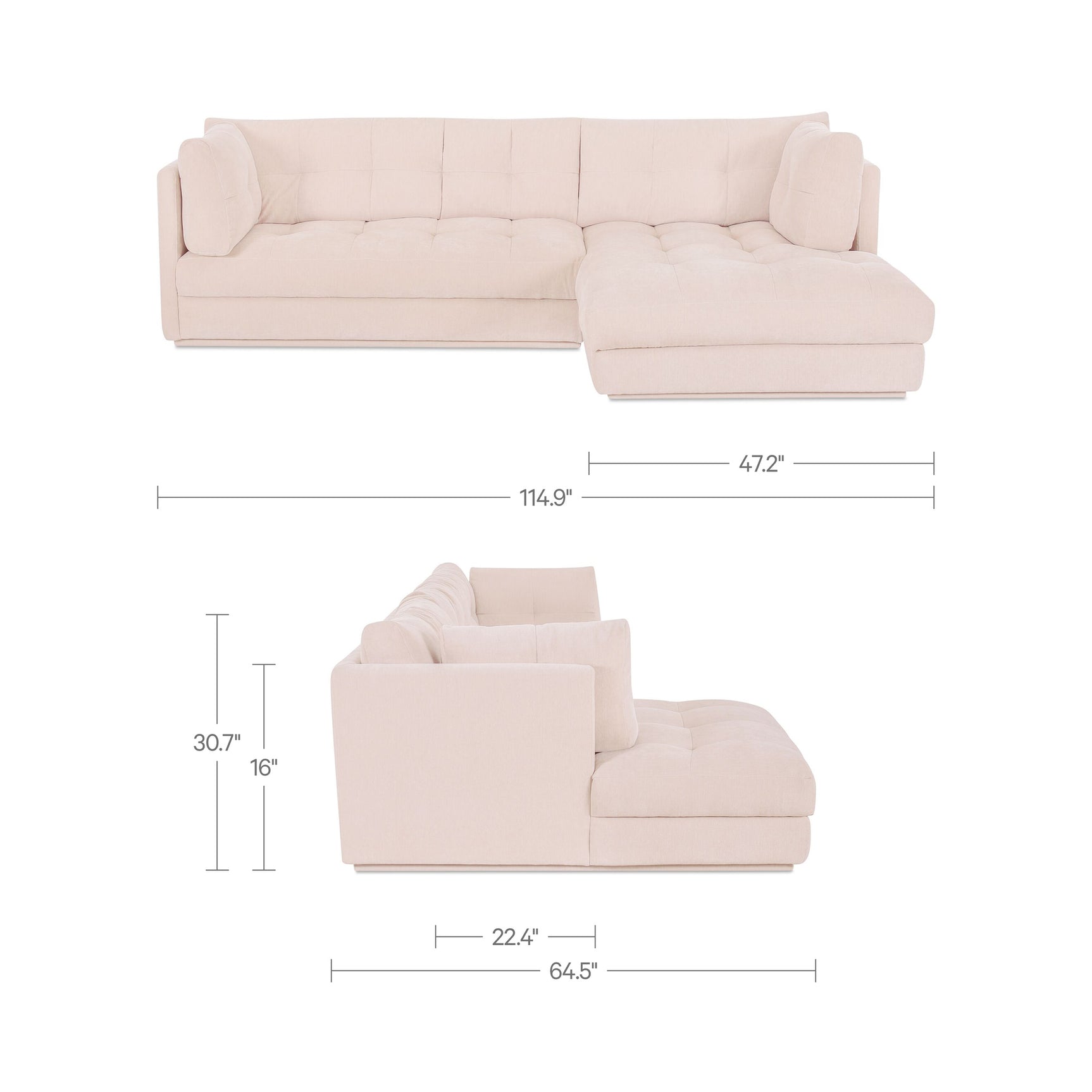 Mischa Light Beige Right Sectional - Ornate Home