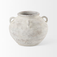 Misha Cream 16.1"H Ceramic Floor Vase - Ornate Home