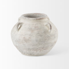 Misha Cream 16.1"H Ceramic Floor Vase - Ornate Home