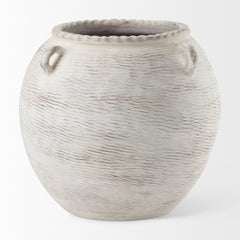 Misha Cream 22.4"H Ceramic Floor Vase - Ornate Home