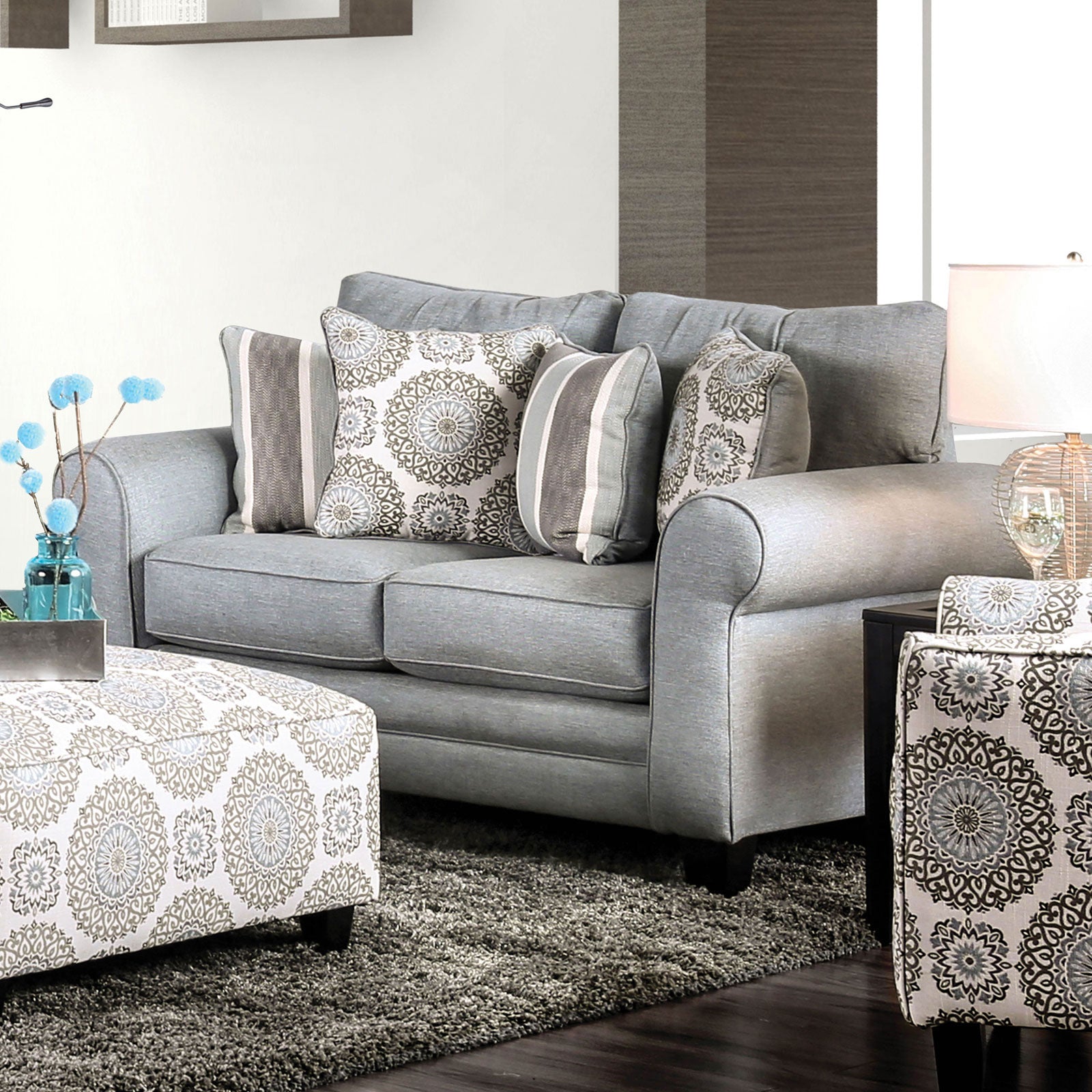Misty Blue Gray Sofa & Loveseat - Ornate Home