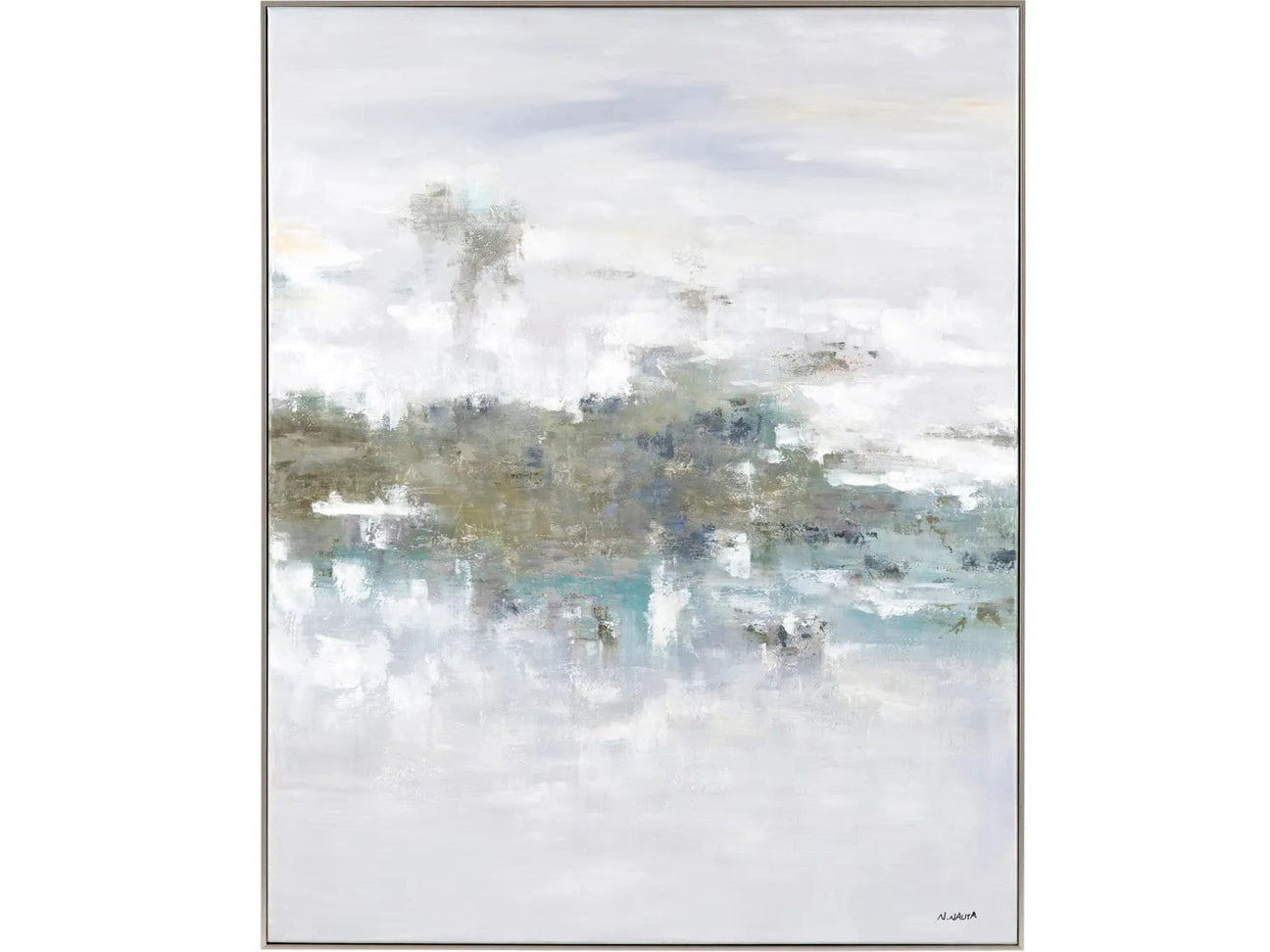 Misty Greens Gray Canvas - Ornate Home