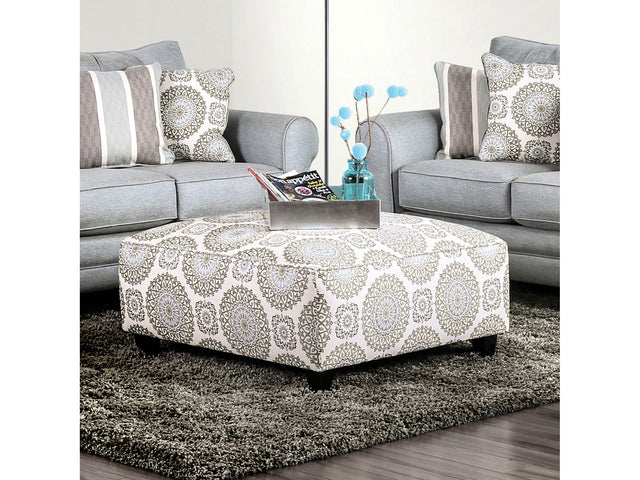 Misty Ivory/Pattern Ottoman - Ornate Home