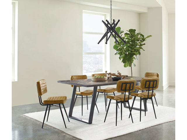 Misty Sheesham and Camel 7-piece Rectangular Dining Set - Ornate Home