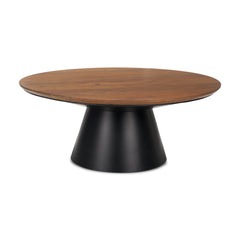 Mitchell Black/Brown Metal Pedestal Base Coffee Table - Ornate Home