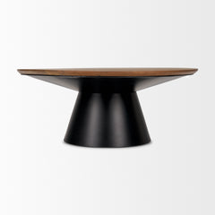 Mitchell Black/Brown Metal Pedestal Base Coffee Table - Ornate Home