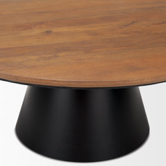 Mitchell Black/Brown Metal Pedestal Base Coffee Table - Ornate Home