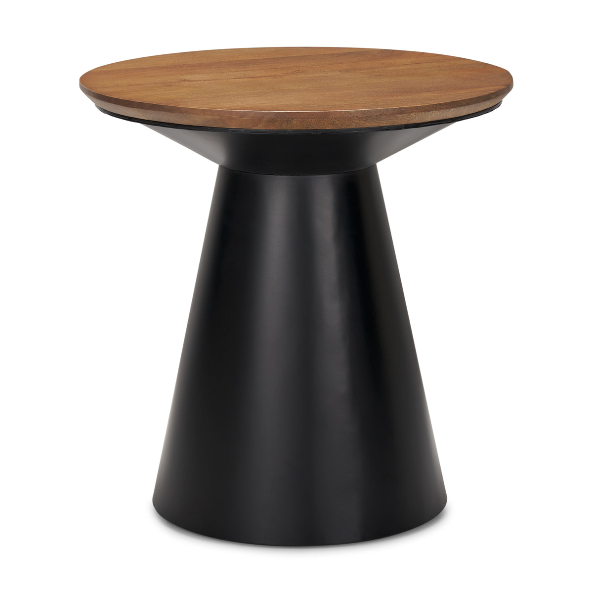 Mitchell Black/Brown Metal Pedetal Base Side Table - Ornate Home