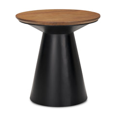 Mitchell Black/Brown Metal Pedetal Base Side Table
