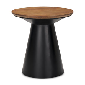 Mitchell Black/Brown Metal Pedetal Base Side Table - Ornate Home