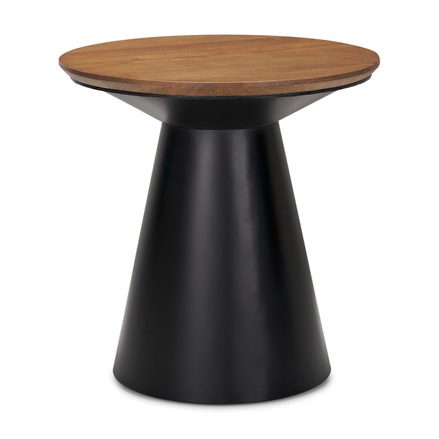 Mitchell Black/Brown Metal Pedetal Base Side Table - Ornate Home