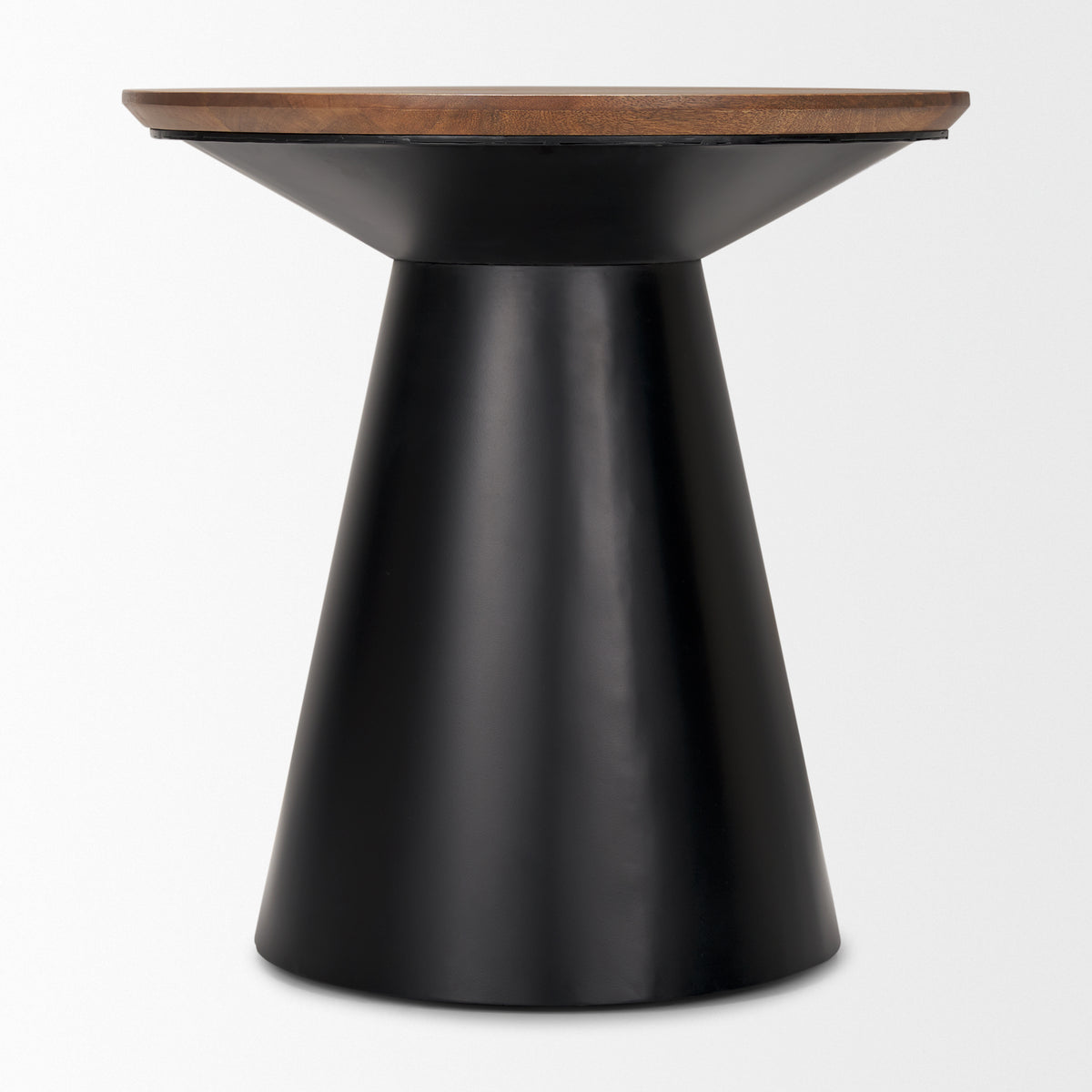 Mitchell Black/Brown Metal Pedetal Base Side Table - Ornate Home