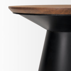 Mitchell Black/Brown Metal Pedetal Base Side Table