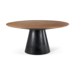 Mitchell Medium Brown/Black Pedestal Dining Table - Ornate Home