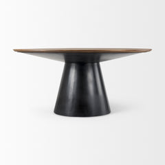 Mitchell Medium Brown/Black Pedestal Dining Table - Ornate Home